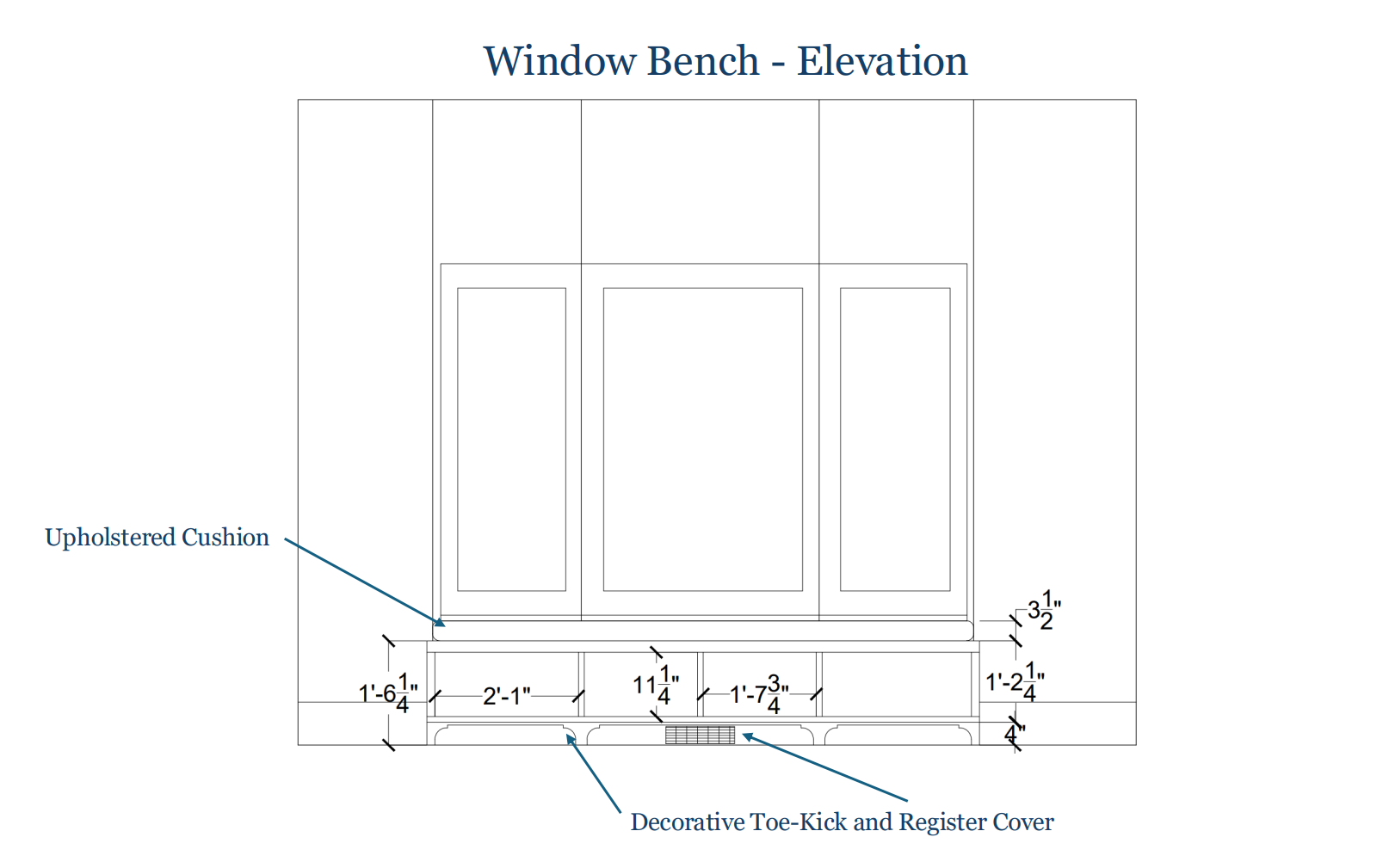 Custom Built-In Book Storage — Under Bay Window, view 1
